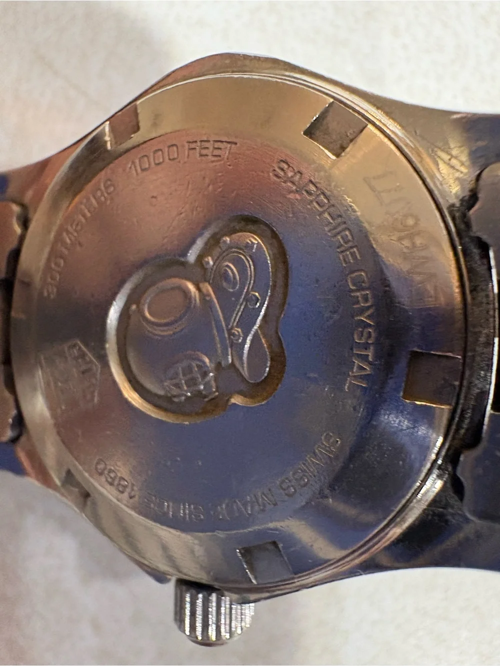 Tag Heuer Silver Dial Aquaracer Watch with Red Logo